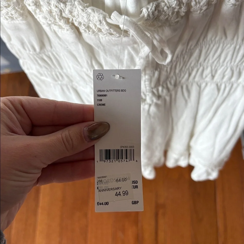 Urban Outfitters BDG Smocked Mini Dress – White (NWT)